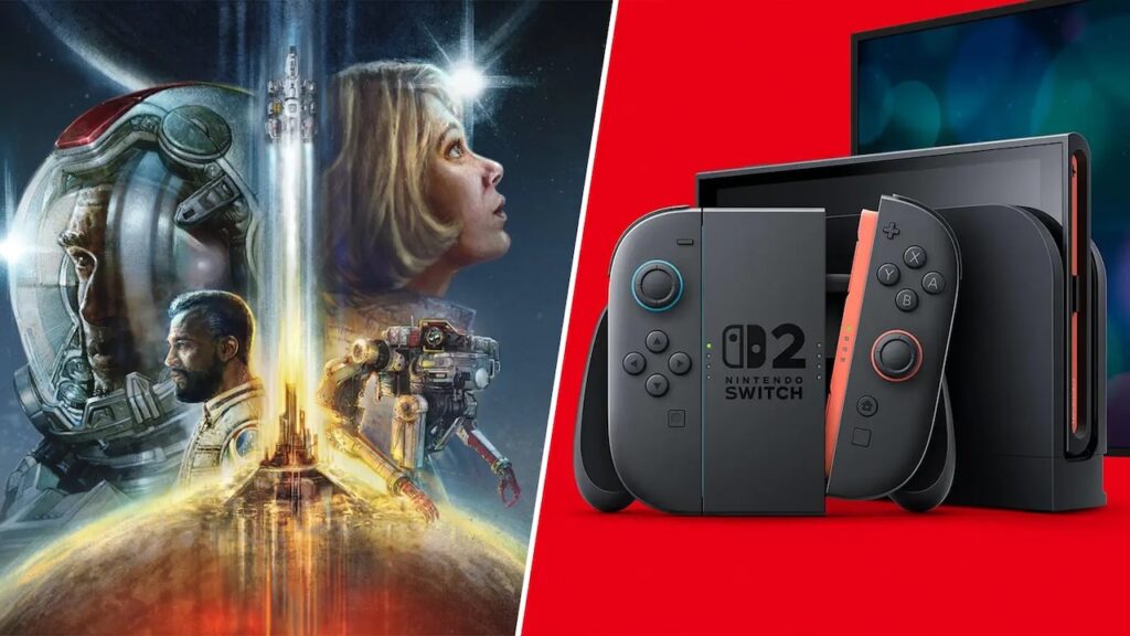 I personaggi di Starfield ed un Nintendo Switch 2 al fianco