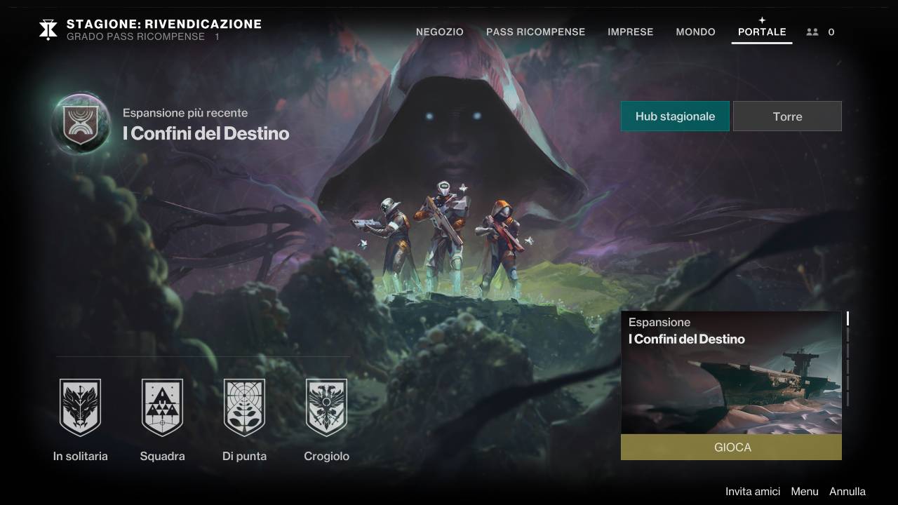 Il Portale, nuova schermata di Destiny 2