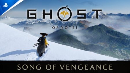 Atsu di Ghost of Yotei su una montagna innevata