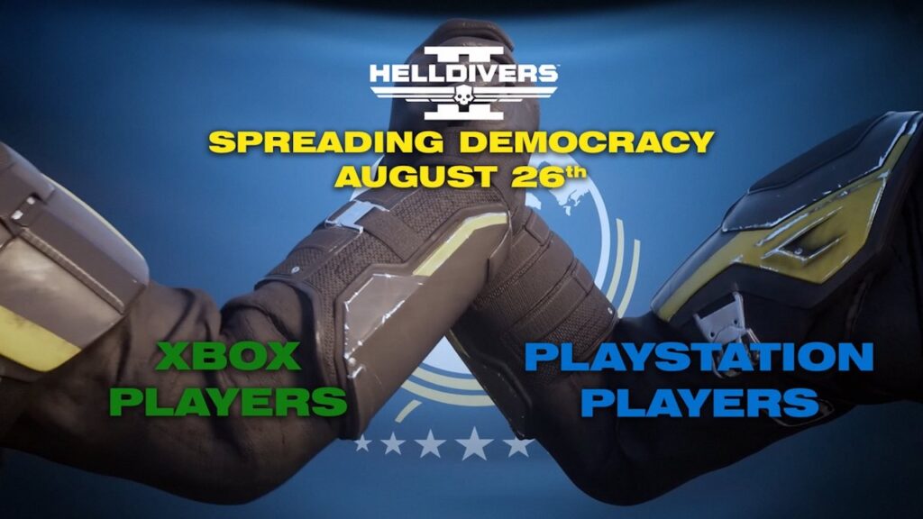 Due soldati di Helldivers 2 su Xbox e PlayStation
