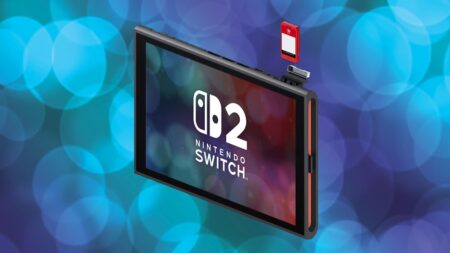 Nintendo Switch 2 con una scheda di gioco