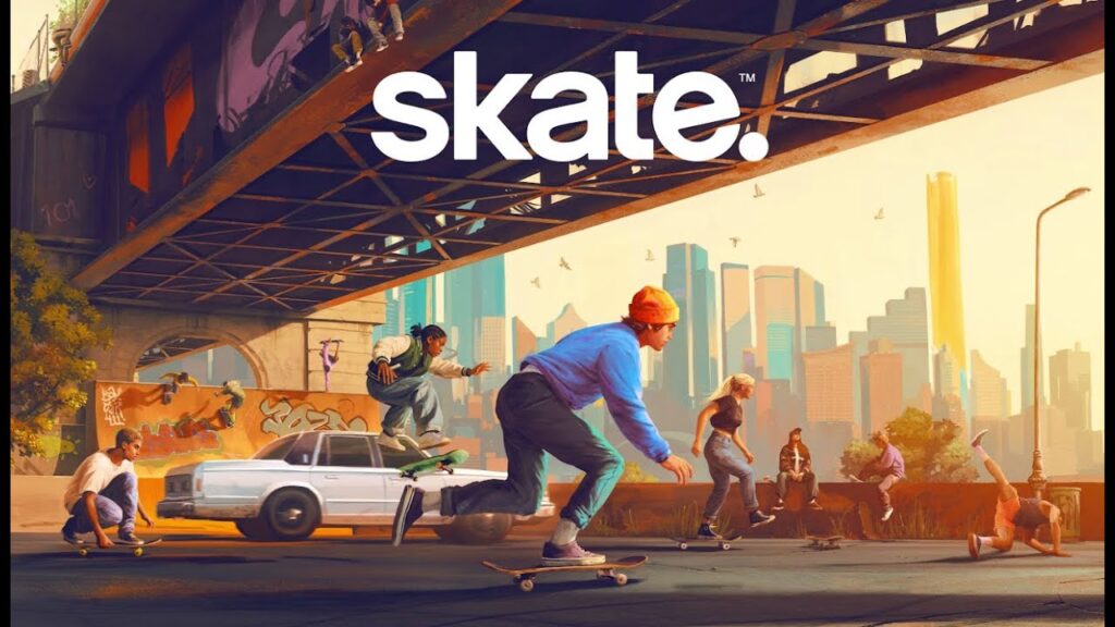 Il protagonista di skate. su uno skateboard