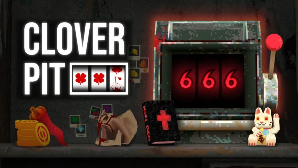 Key Art di Clover Pit con slot machine satanica in primo piano