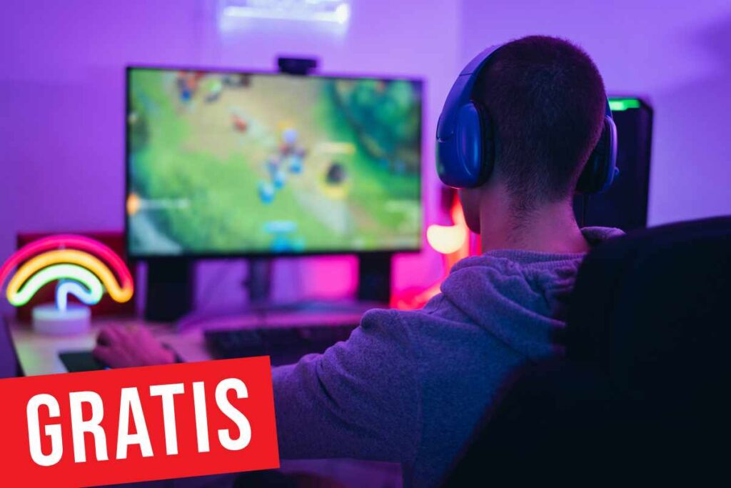 Ragazzo di spalle che gioca al computer