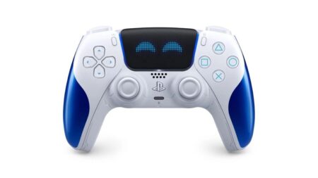 Il controller DualSense di Astro Bot con sguardo felice