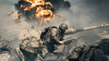 Dei soldati di Battlefield 6 in mezzo ai carri armati
