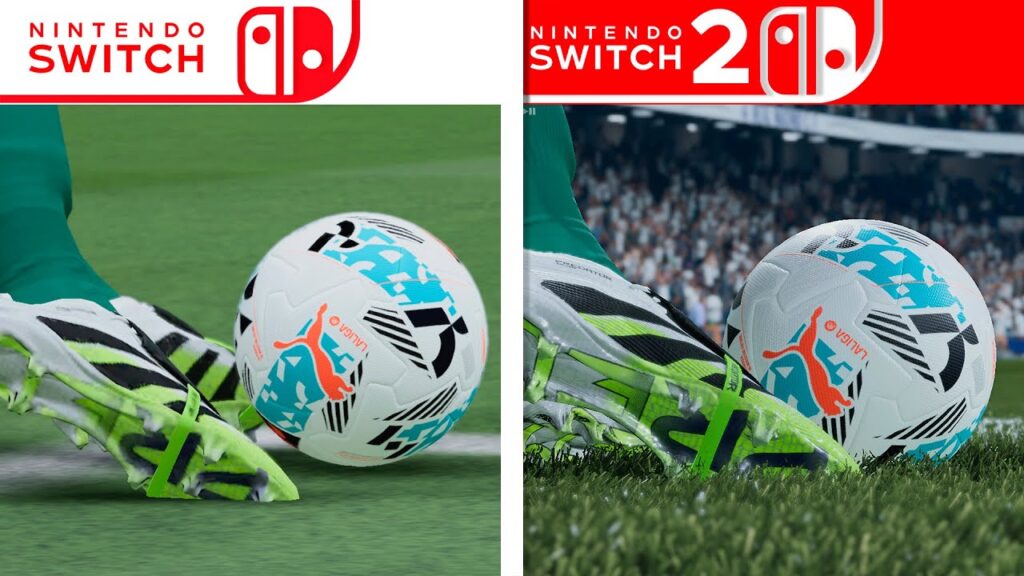 Due scarpe di EA Sports FC 26 con due palloni