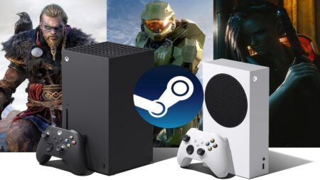 Una Xbox Series X ed una Series S con il logo di Steam
