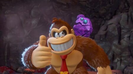 Donkey Kong Bananza mentre fa il pollice alto