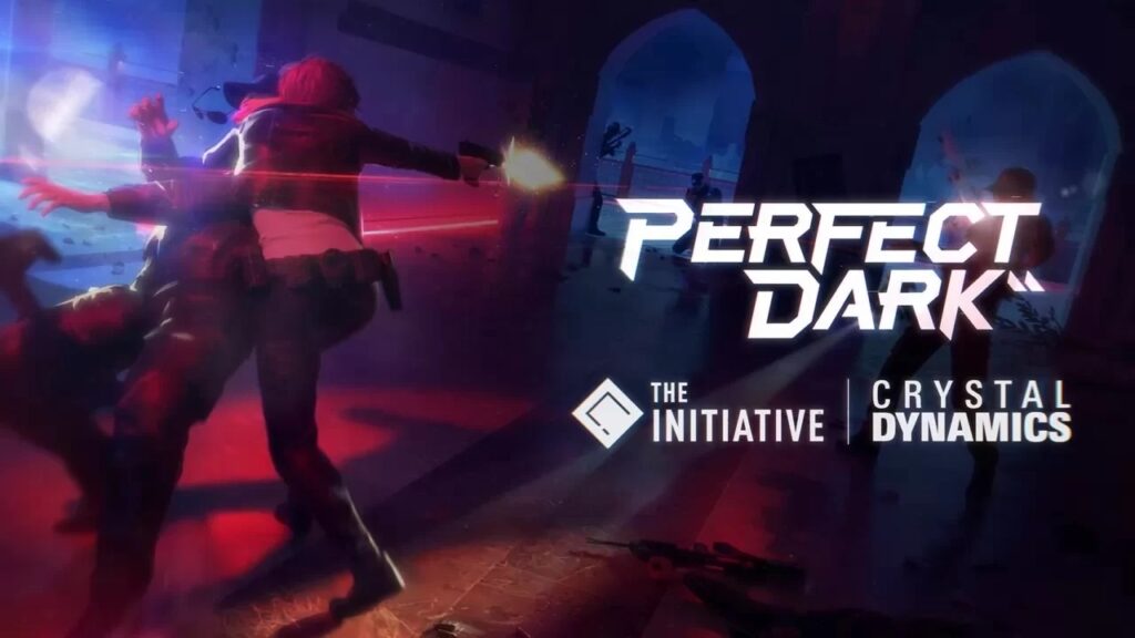 Il logo di Perfect Dark con la protagonista mentre spara