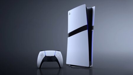 Una PS5 Pro in verticale