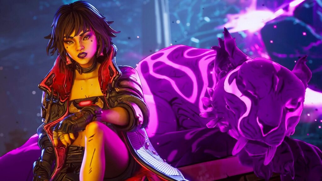 Una protagonista di Borderlands 4 seduta