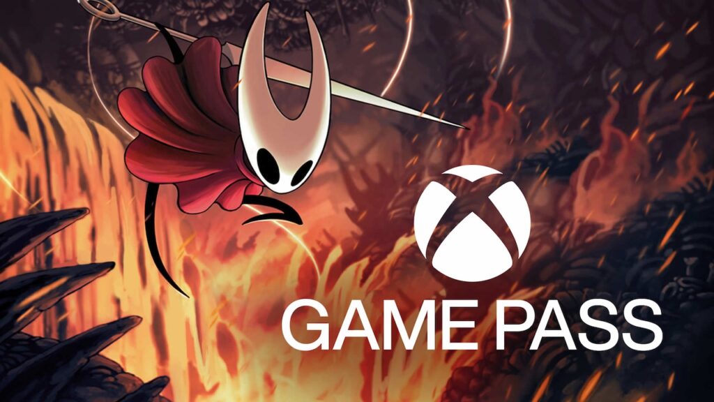 Hornet di Hollow Knight: Silksong con al fianco il logo di Xbox Game Pass