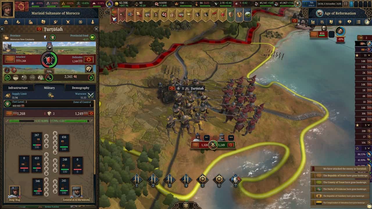Anteprima di una battaglia tra due forze armate in Europa Universalis V