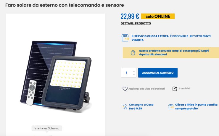 Luce solare da esterno con pannello solare