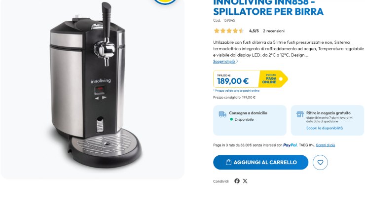 Spillatore per birra MD offerta
