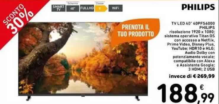 TV Philips da Conad a 188,99 euro