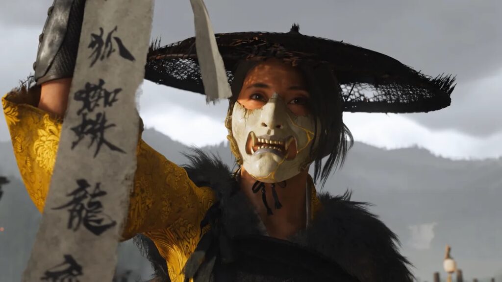 Atsu di Ghost of Yotei con la fascia in mano