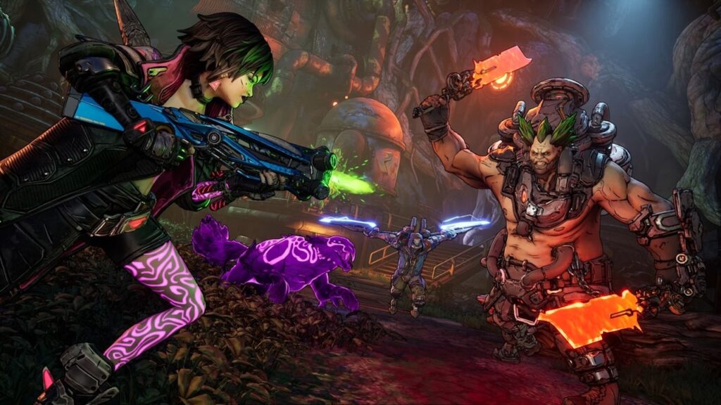 Una cacciatrice di Borderlands 4 mentre spara ad un nemico