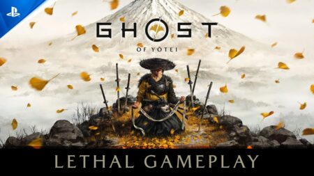 Atsu di Ghost of Yotei con il logo della modalità Letale