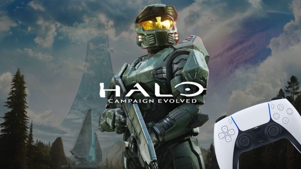 Master Chief di Halo: Campaign Evolved con il DualSense di PS5 al fianco