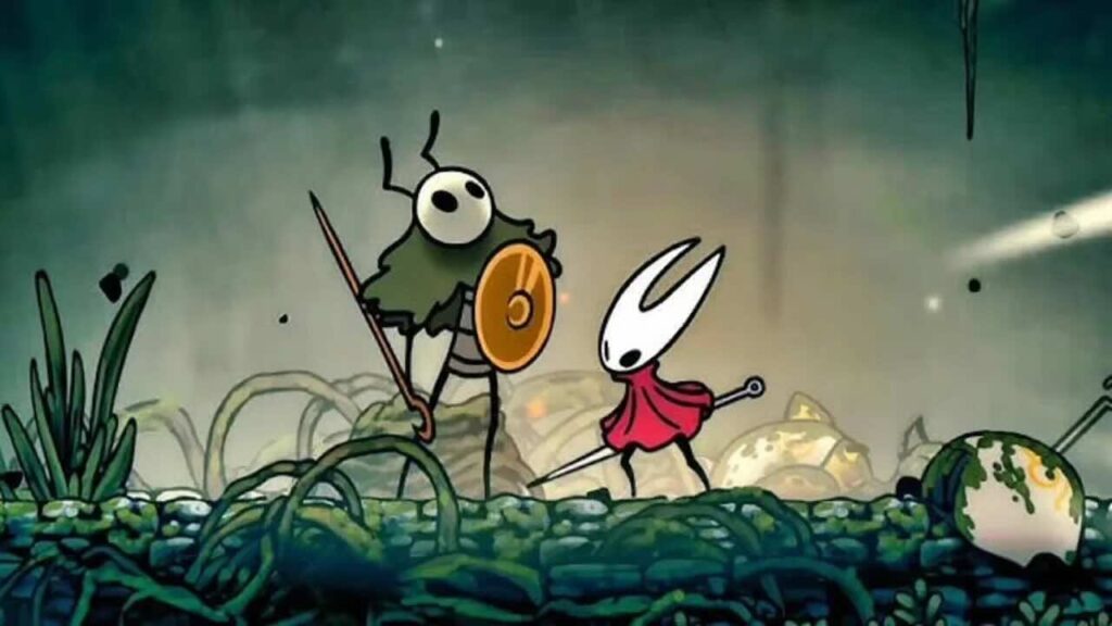Hornet di Hollow Knight: Silksong con al fianco un nemico