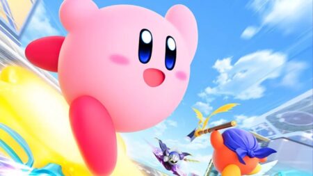 Kirby di Kirby Air Raiders su una stella