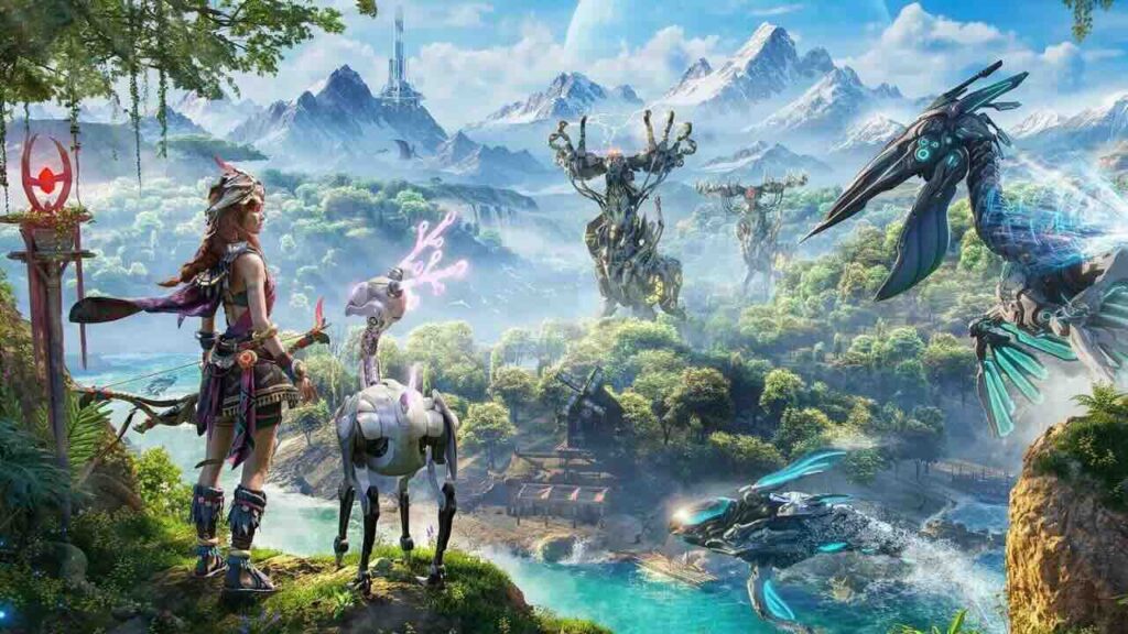 La protagonista di Light of Motiram con delle creature sullo sfondo