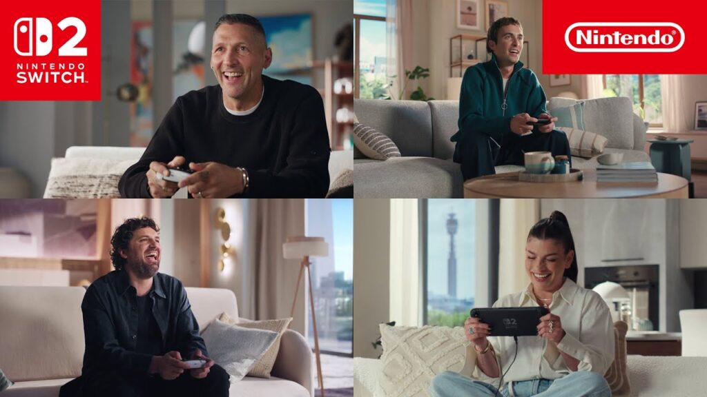 Marco Materazzi in compagnia di Frank Matano ed Emma Marrone mentre giocano con Mario Kart World su Nintendo Switch 2