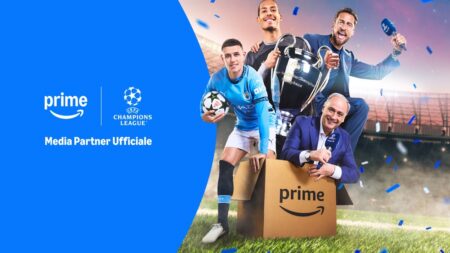 Alcuni calciatori e presentatori della Champion's League su Amazon Prime Video