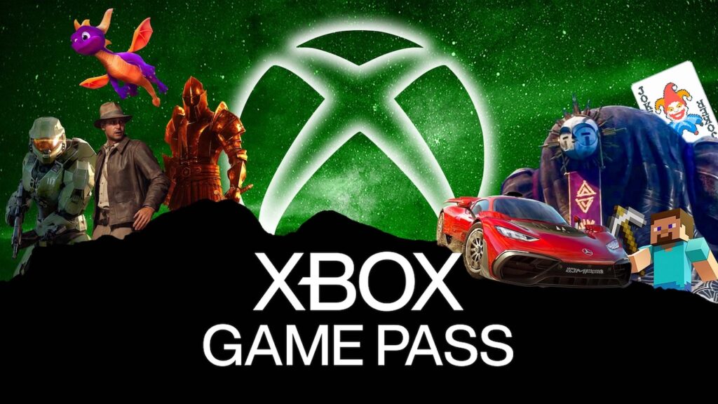 Il logo di Xbox Game Pass con alcuni giochi