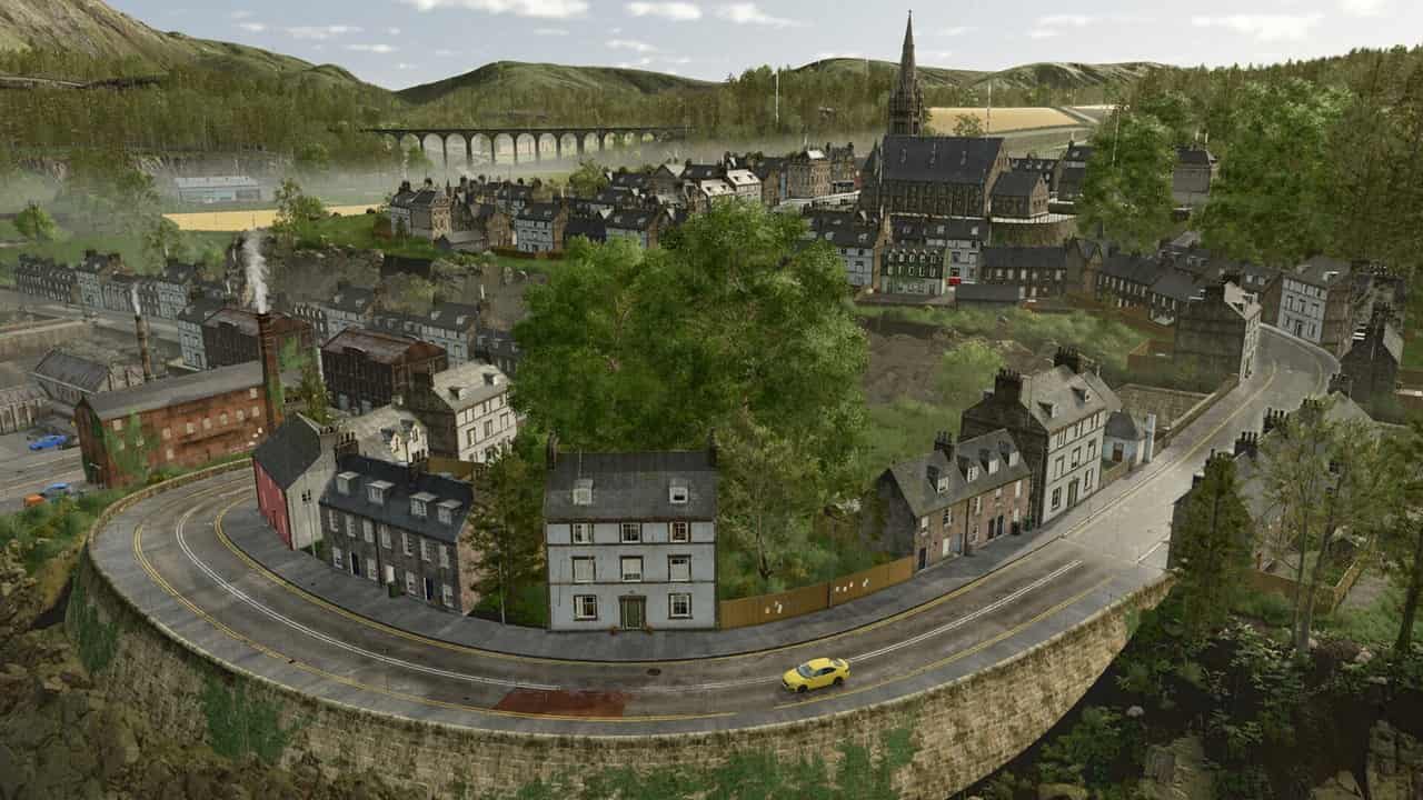 Panoramica di Kinlaig, nuova città in Farming Simulator 25