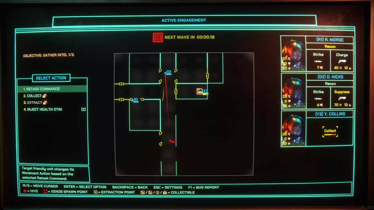 Schermata di gestione di un team di soldati in Xenopurge