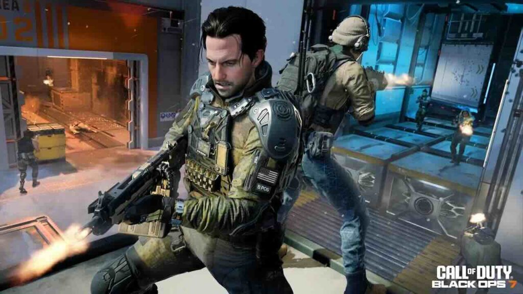 Due soldati di Call of Duty: Black Ops 7 mentre sparano dei nemici