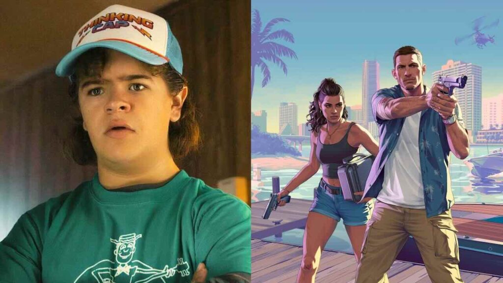Gaten Matarazzo con al fianco Lucia e Jason di GTA 6