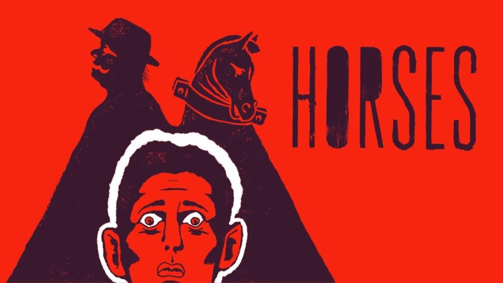 Horses è stato bannato da Steam: Valve risponde a Santa Ragione Dei personaggi di Slow Horses di Santa Ragione con uno sfondo rosso