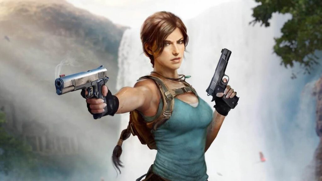 Lara Croft di Tomb Raider con le pistole in mano