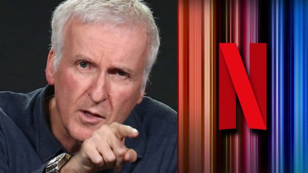 James Cameron con al fianco il logo di Netflix