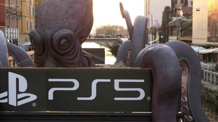 Il logo di PS5 con un polpo per la campagna It Happens on PS5