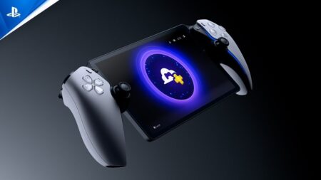 Una PlayStation Portal con lo sfondo nero