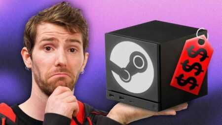 Steam Machine, Linus Tech Tips prevede il prezzo e non è basso Linus Tech Tips con al fianco una Steam Machine ed una targhetta con i dollari