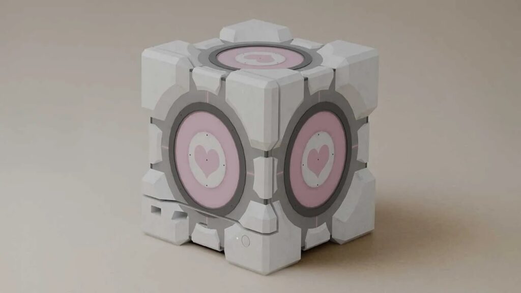 Una Steam Machine con la skin Companion Cube