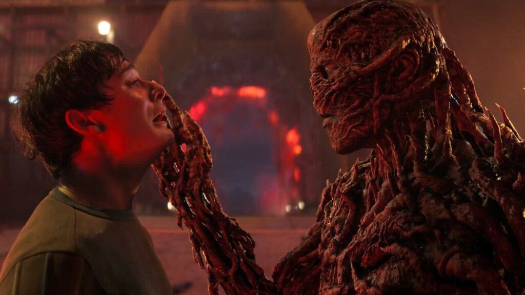 Un personaggio di Stranger Things 5 con al fianco Vecta