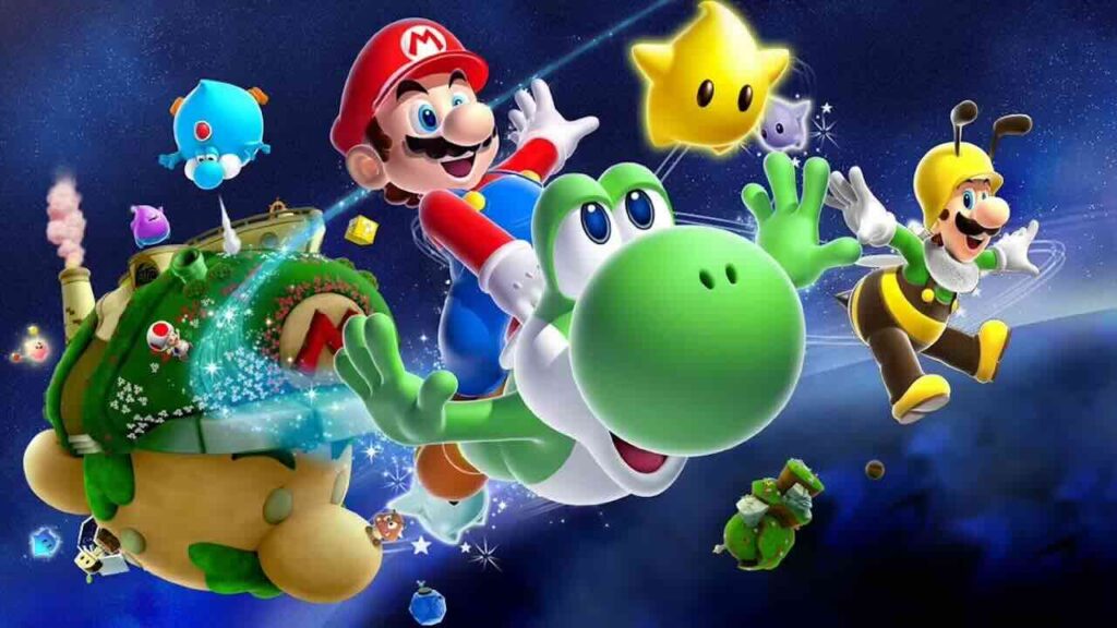 I personaggi di Super Mario Galaxy nello spazio