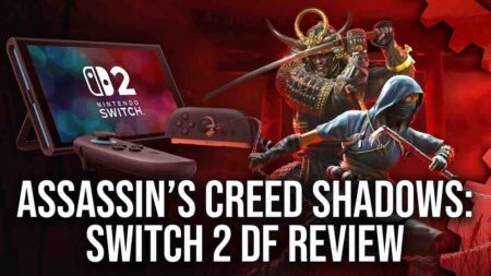 Yasuke e Naoe di Assassin's Creed Shadows con al fianco un Nintendo Switch 2