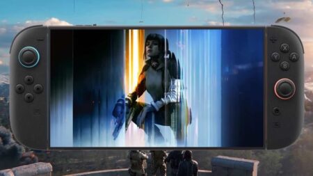 Una donna di Call of Duty: Black Ops 7 nello schermo di Nintendo Switch 2