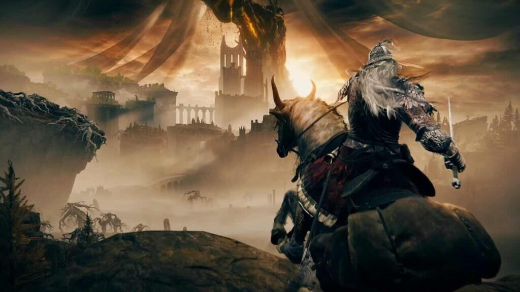 Il Senzaluce di Elden Ring a cavallo di Torrente