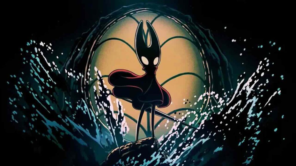 Hornet di Hollow Knight: Silksong con le onde che si stagliano sulle rocce