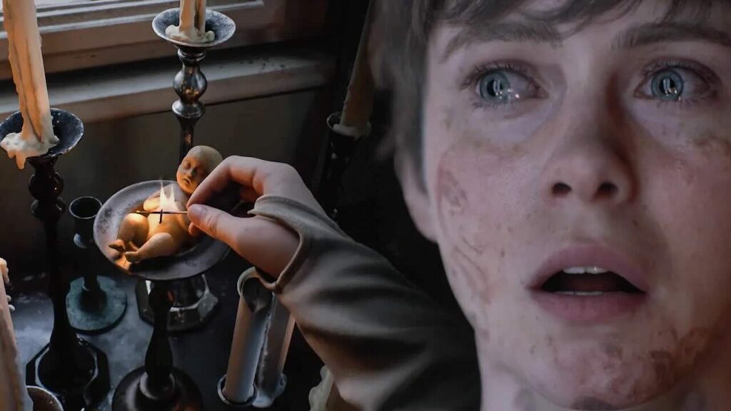 La protagonista di OD con uno sguardo spaventato