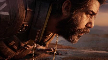 Il protagonista di Saros a terra